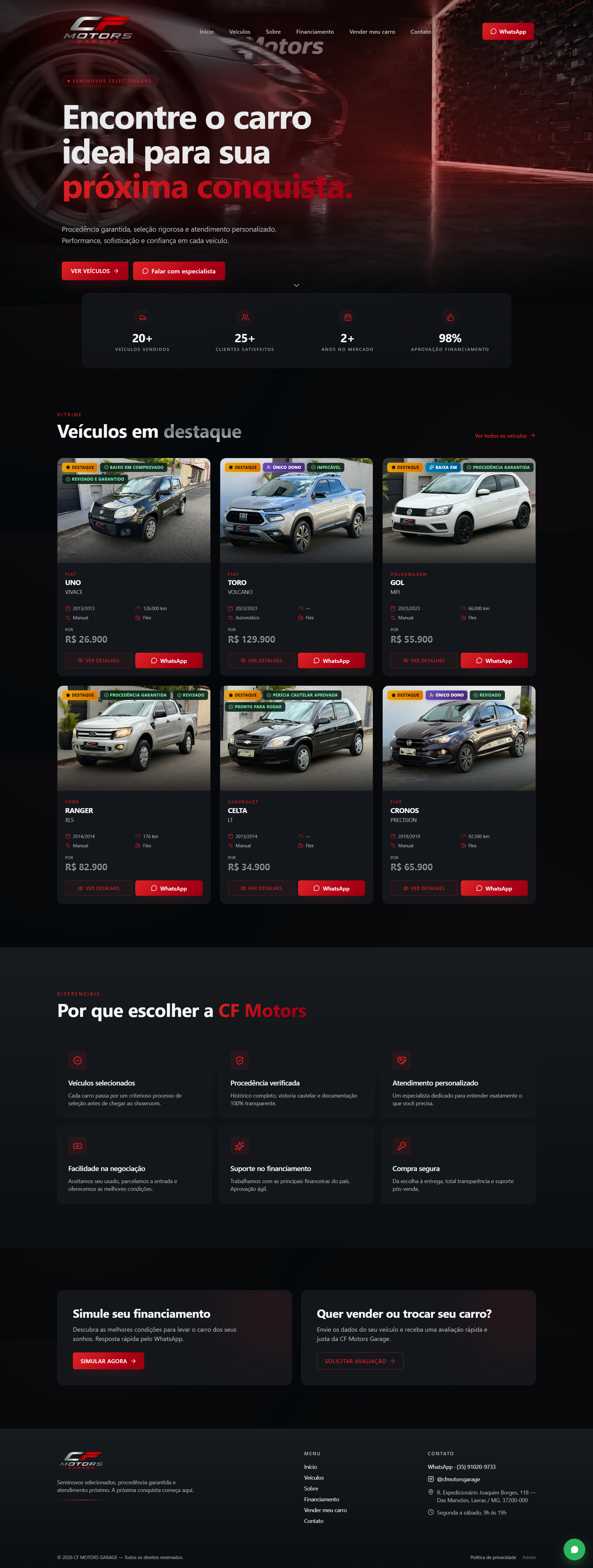 CF Motors Garage — Sistema automotivo